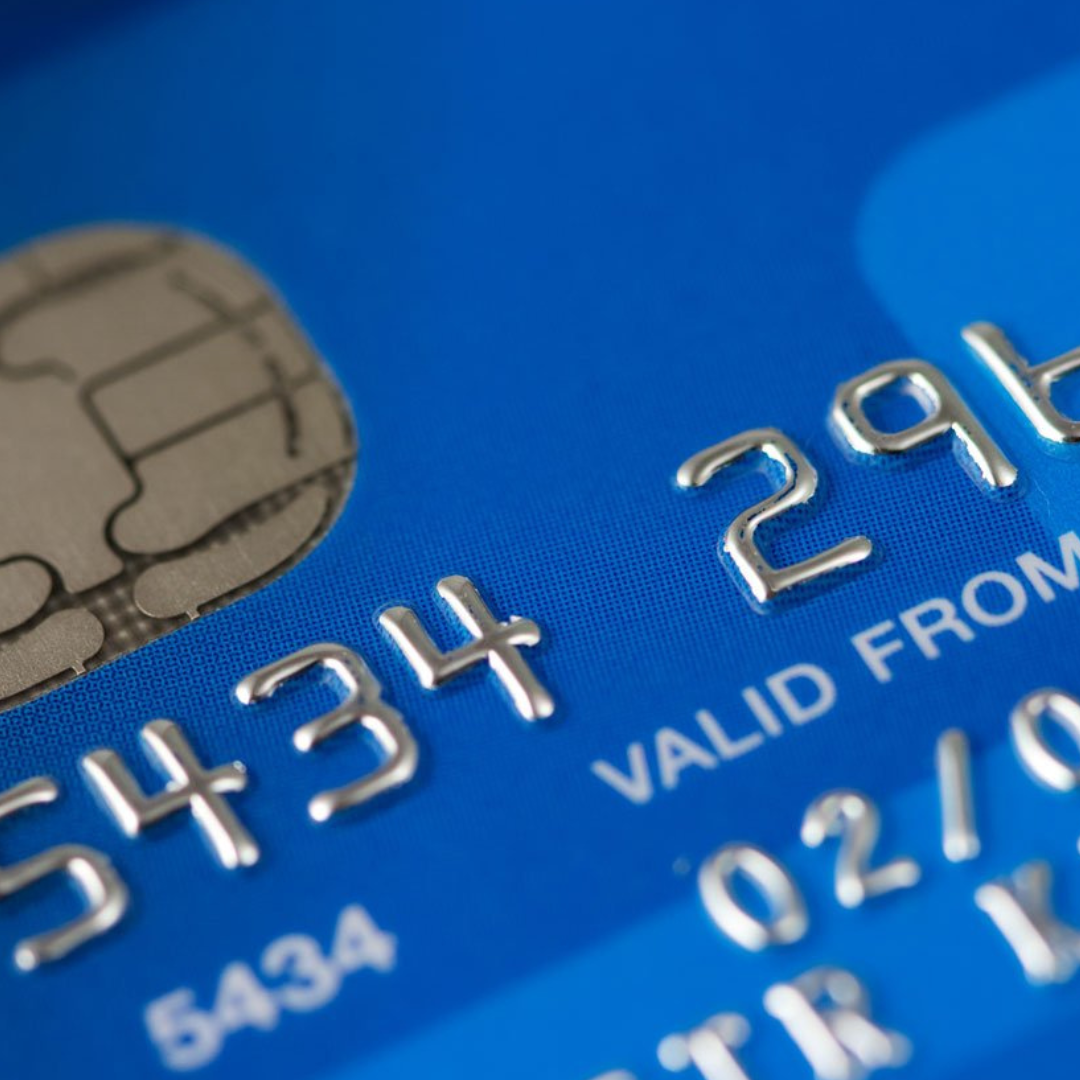 Image shows close up of a credit card